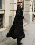 Polka Dot Sheer Tiered Button Down Maxi Shirt Dress