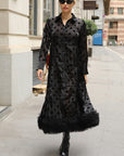 Polka Dot Sheer Tiered Button Down Maxi Shirt Dress