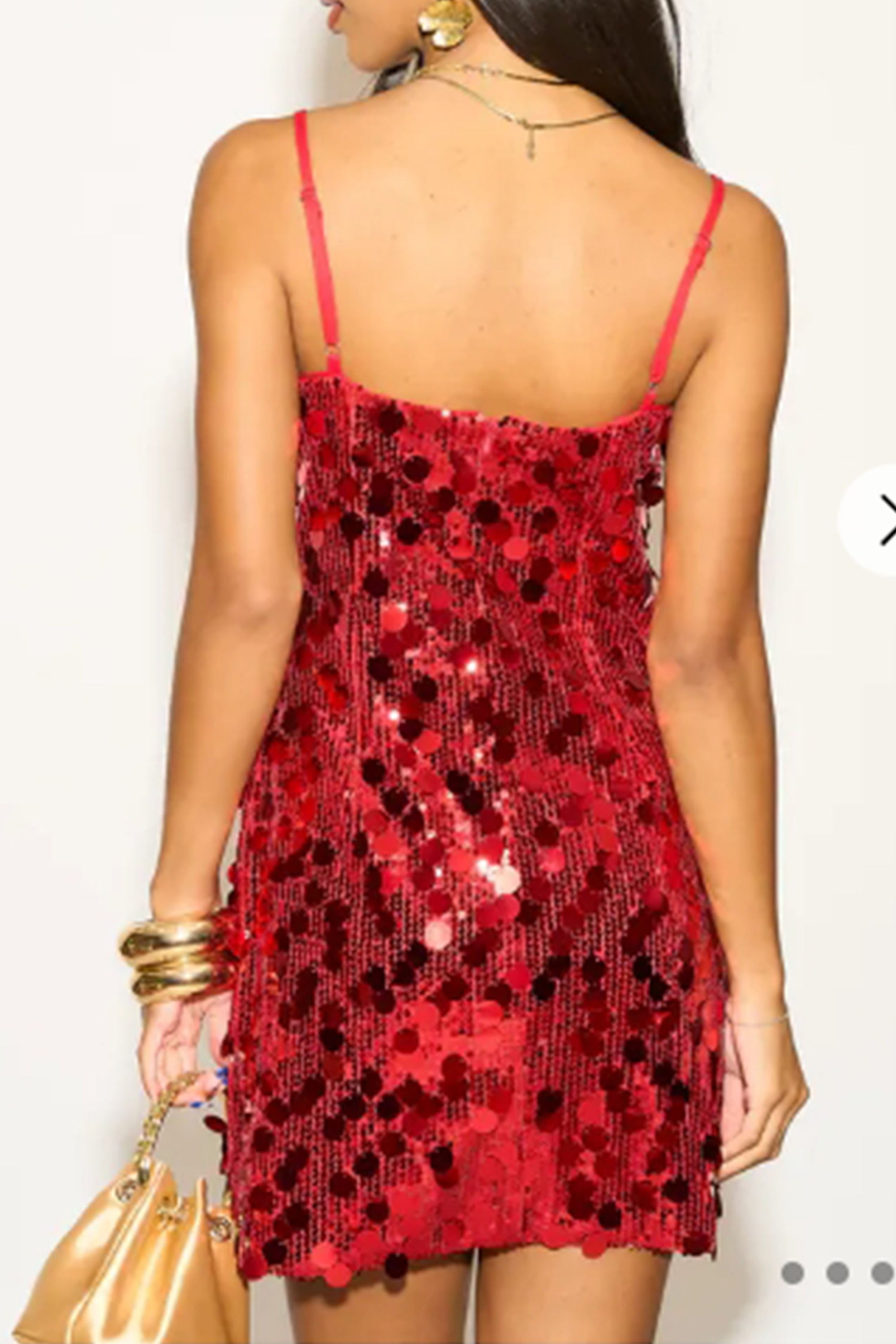 red disc sequin dress Corine Slip Dress in Red Cherry Disc Sequin