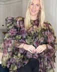 Statement Ruffle Organza Garden Floral Blouse