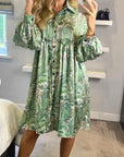 Green Paisley Scarf print Silky feeling oversize dress