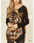 Tiger Print Knitted Jumper Top