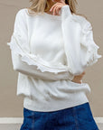 Chiffon frilled with crystal stone embellished jumper