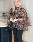 Statement Ruffle Organza Garden Floral Blouse