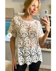 Floral Pattern Crochet T-shirt Top