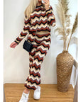 Zig Zag Print crop top and trousers tracksuits