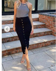 Midi Pencil Skirt in Fine Knit bodycon style in Black
