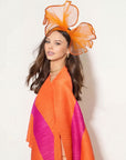 Large Wide Brim Bow Fascinator In Orange