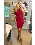 Cotton blend PETITE Bodycon Dress (RED)