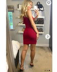Cotton blend PETITE Bodycon Dress (RED)