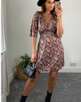 Kimono sleeves wrap dress (Paisley Print)