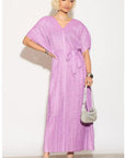 Oversized Metallic pleated kaftan maxi dress in Purple