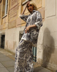 Vintage Toile Print Oversized Shirt & Wide-Leg Trousers Co-Ord Set