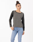 Black & White Dog-tooth Print Top