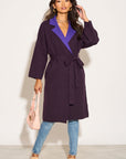 Reversible wool blend cardigan coat (PURPLE)