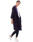 Reversible wool blend cardigan coat (PURPLE)