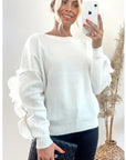 Chiffon frilled with crystal stone embellished jumper