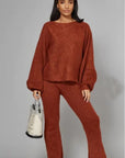 Knitted Loungewear Set In Brown | Jumper and Trousers