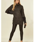 Fur sleeves Roll Neck Jumper