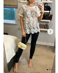 Floral Pattern Crochet T-shirt Top