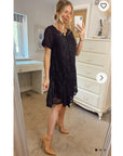 Lace and chiffon patchwork dress in black