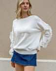 Chiffon frilled with crystal stone embellished jumper