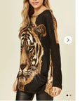 Tiger Print Knitted Jumper Top
