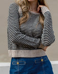 Black & Grey Stripe Knitted Jumper (Grey)