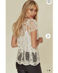 Floral Leaves Cotton Crochet Lace Top