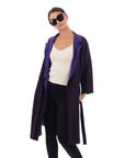 Reversible wool blend cardigan coat (PURPLE)