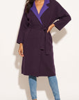 Reversible wool blend cardigan coat (PURPLE)
