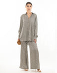 Black and White Letter D Houndstooth Print Shirt and Trousers Co-ords
