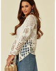 White Floral Crochet Cardigan
