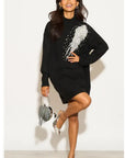 Multi Diamonded and Sequin design pattern Embroidered Long Jumper in Black