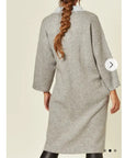 Reversible wool blend cardigan coat