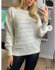 Pearl embellished soft knit jumper in white