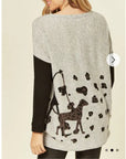 Walking doggy print oversized jumper top