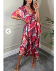 Multi leaves print kaftan cardigan