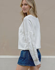 Chiffon frilled with crystal stone embellished jumper