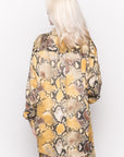 Silky Long Sleeve Shirt In Yellow Leopard Print