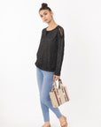 Lace Design On Shoulder & Back Sweatshirt