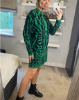 Fine Knit Leopard Print Pattern design Jumper in Green