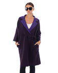 Reversible wool blend cardigan coat (PURPLE)