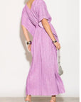 Oversized Metallic pleated kaftan maxi dress in Purple
