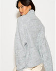 Relaxed-fit Roll- neck Jumper with open-work design in Grey