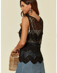 Black Floral PatternCrochet Vest Top (KN209)