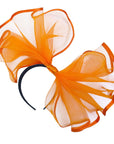 Large Wide Brim Bow Fascinator In Orange