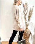 Fringed and sequin embellished sleeves Jumper