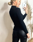 Soft knit Jumper top with Cut Outs design in Black