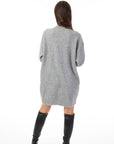 Multi Diamonded and Sequin design pattern Embroidered Long Jumper in grey